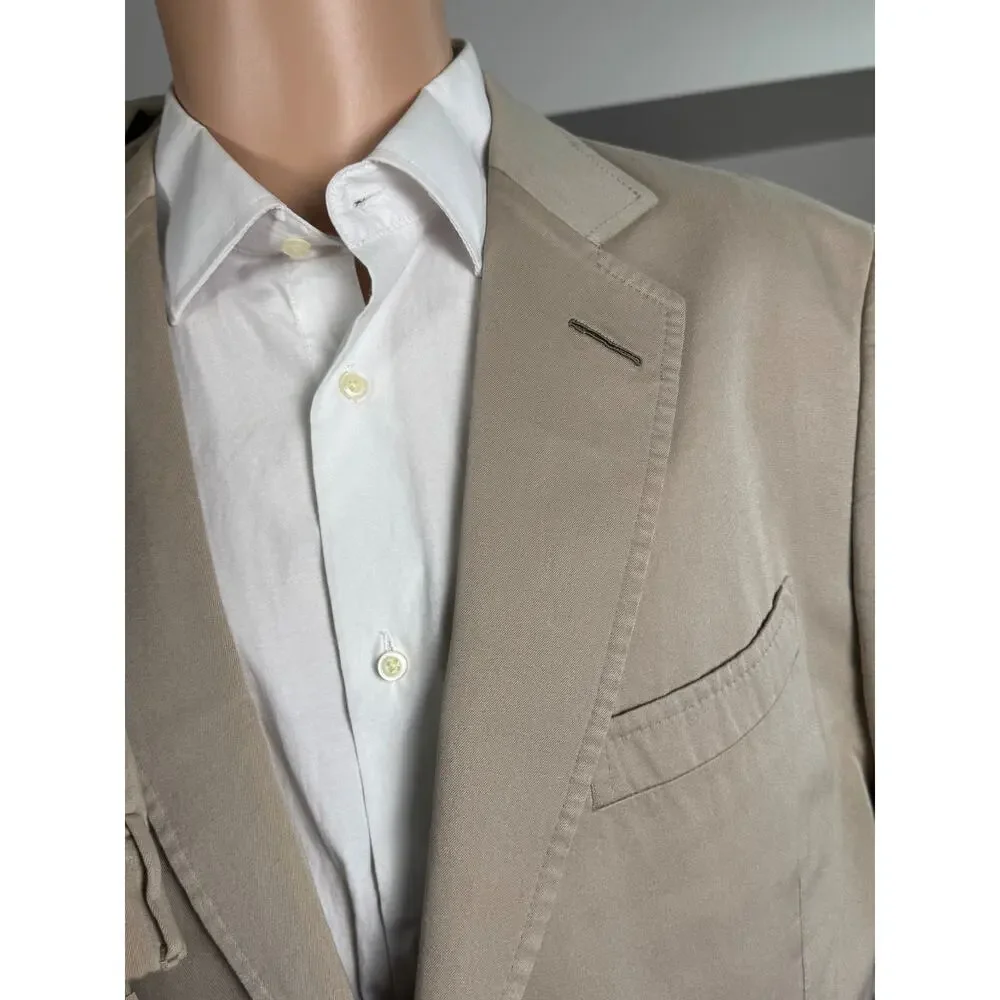 Tom Ford 2 Piece Summer Cotton Beige Tan Suit 54L 44L US Men's 38x32 trousers